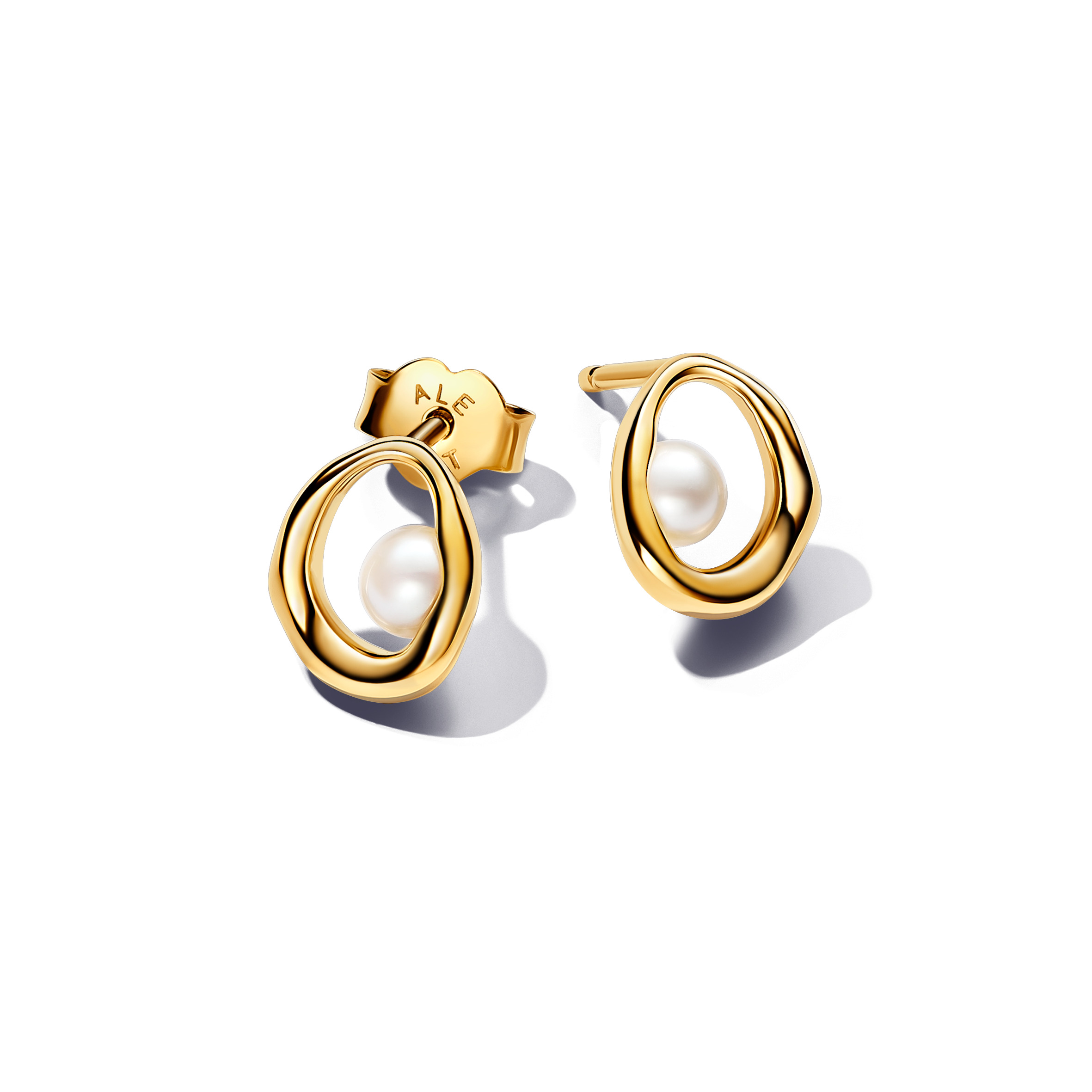 14k Gold-plated stud earrings with white treated f