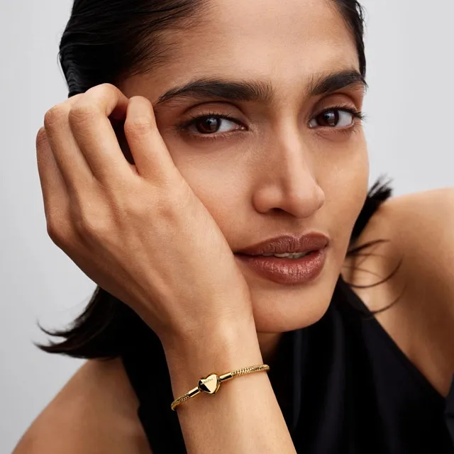 Faceted snake chain 14k gold-plated bracelet with 