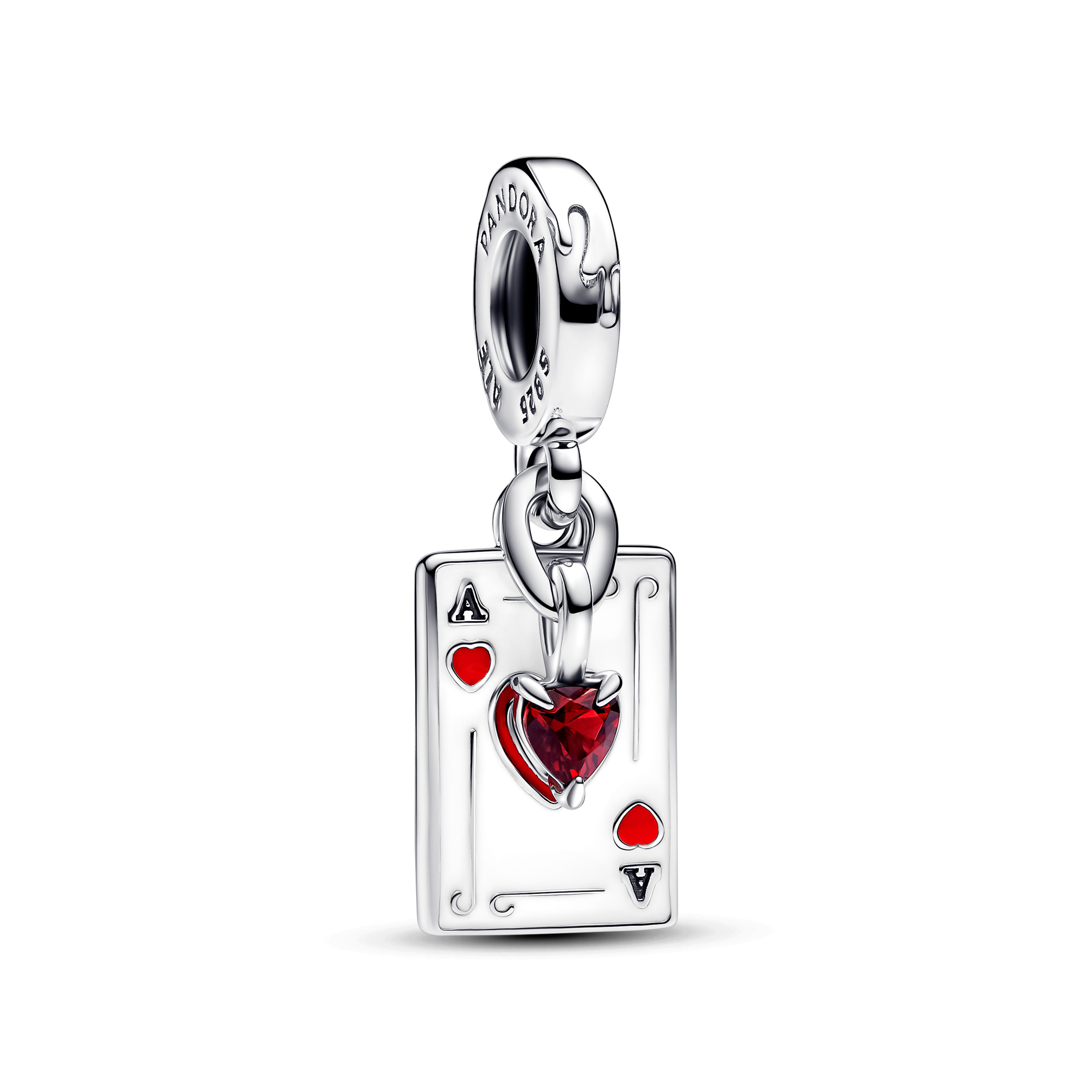 Disney Villains Queen of hearts sterling silver dangle with cherries jubilee red crystal, white and 