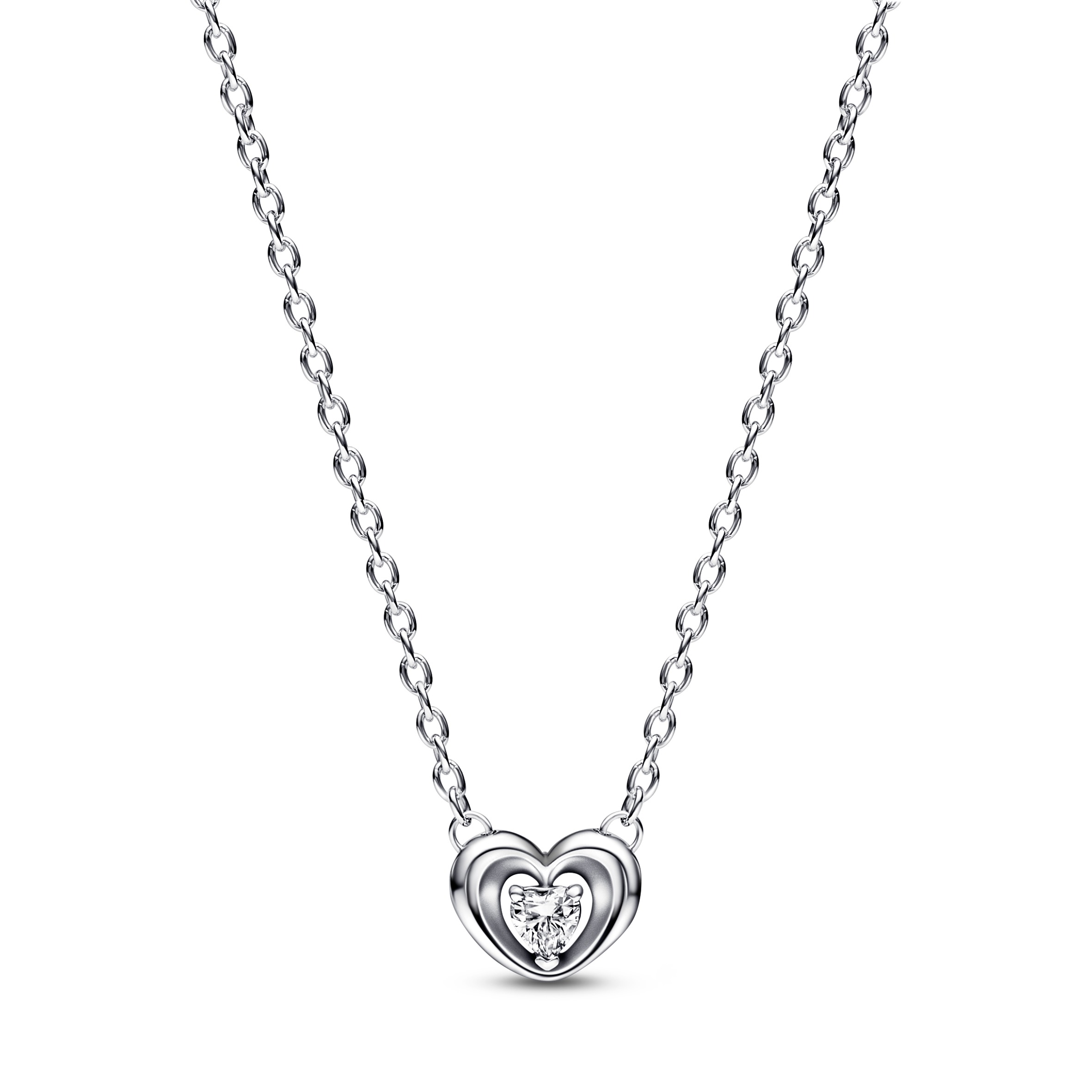 Heart sterling silver collier with clear cubic zirconia