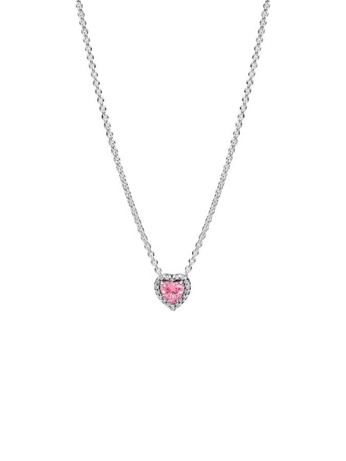 Heart sterling silver collier with fancy pink and 