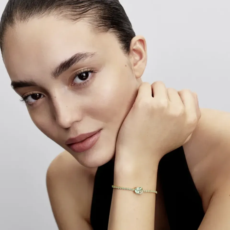 Butterfly 14k gold-plated slider tennis bracelet w