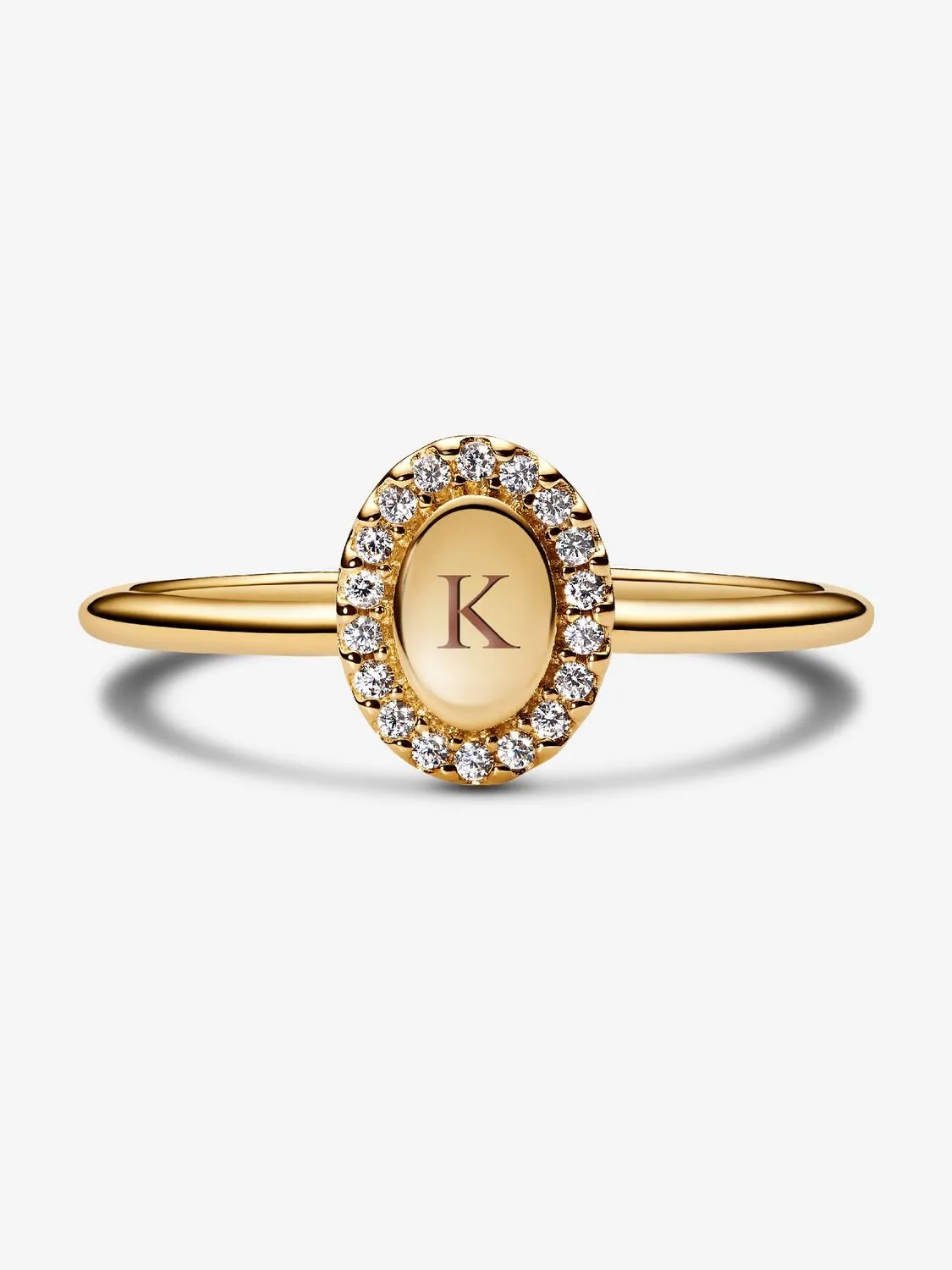 Engravable 14k gold-plated ring with clear cubic zirconia/ 163800C01-50