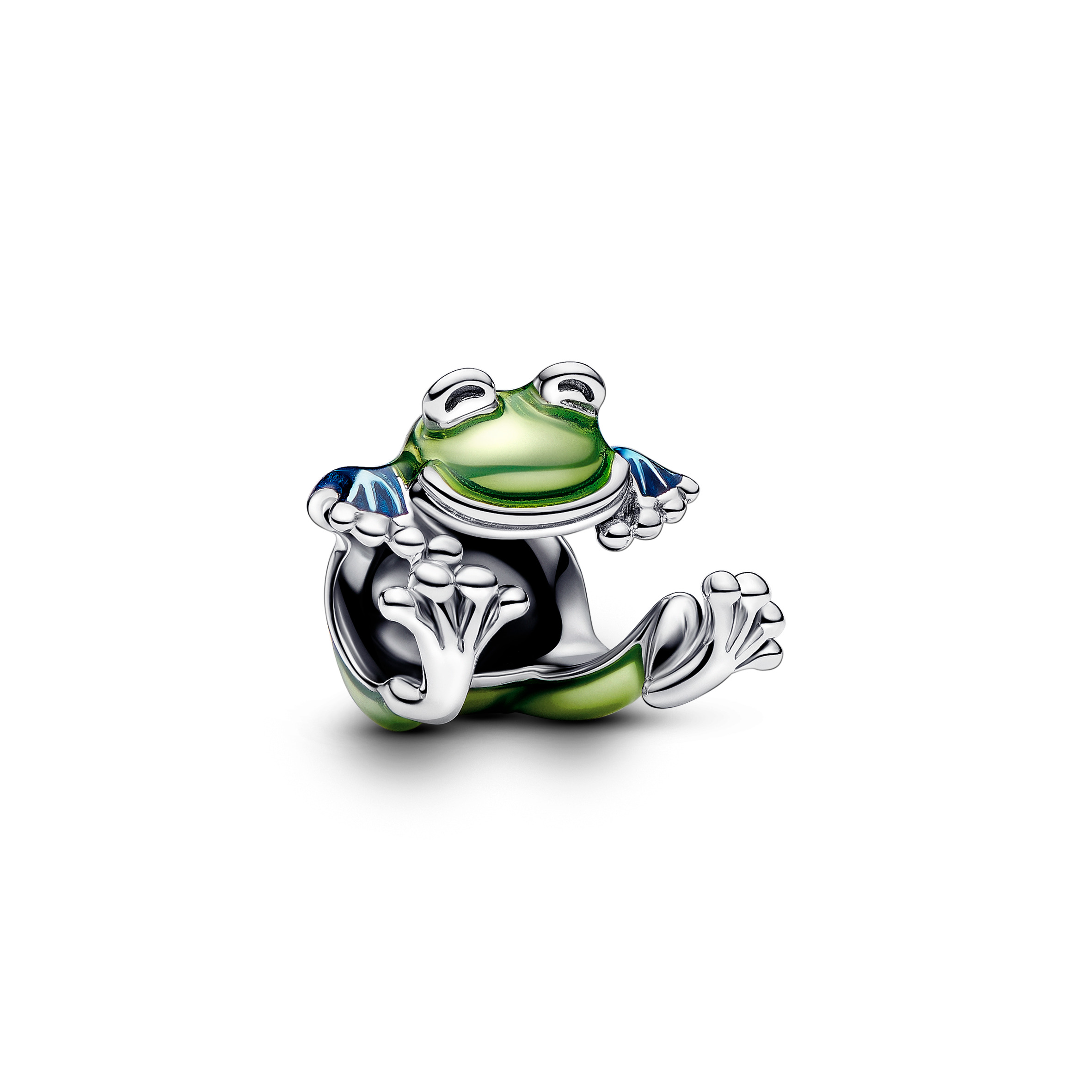 Frog sterling silver charm with transparent blue a