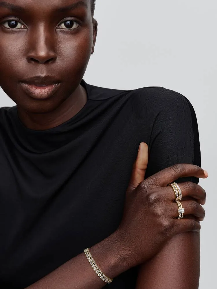 14k gold-plated ring with clear cubic zirconia / 164506C01-58