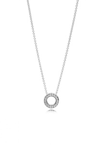 PANDORA logo reversible silver collier with clear cubic zirconia/ 397436CZ-45