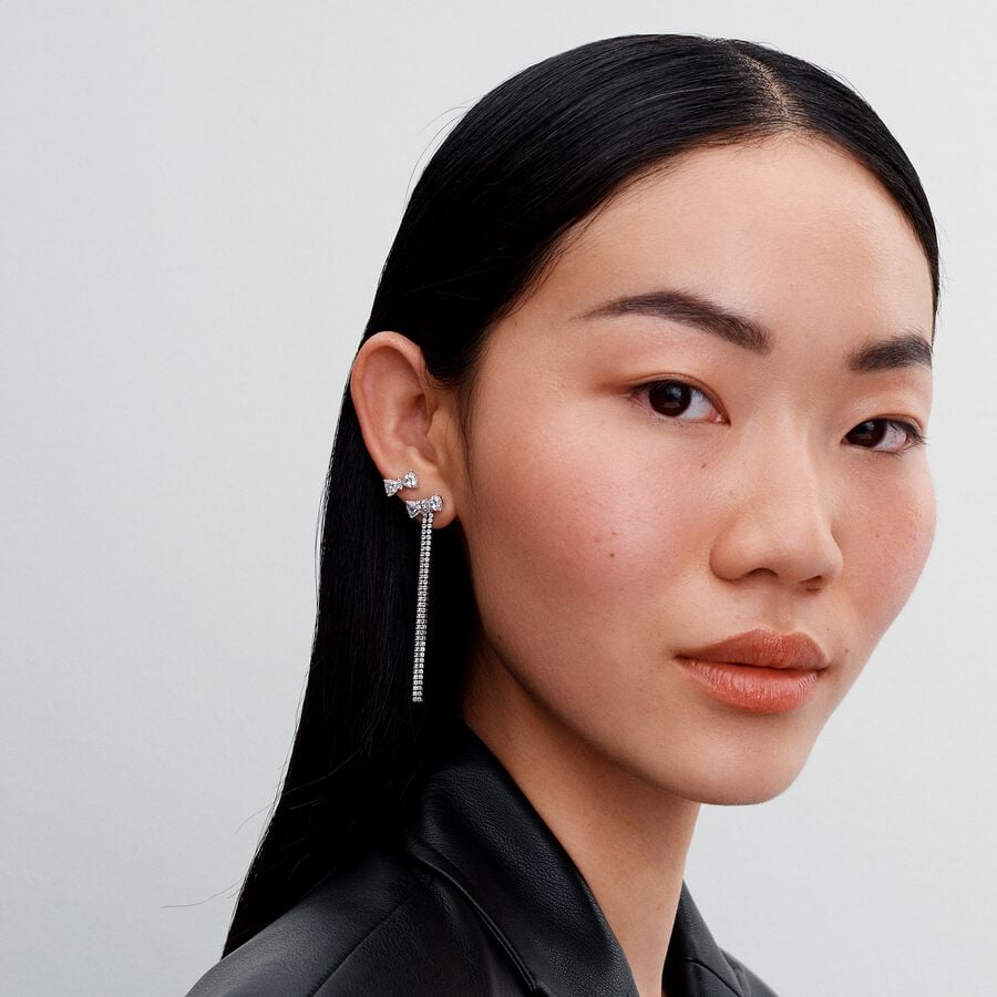 Bow sterling silver drop earrings with clear cubic zirconia/ 293544C01