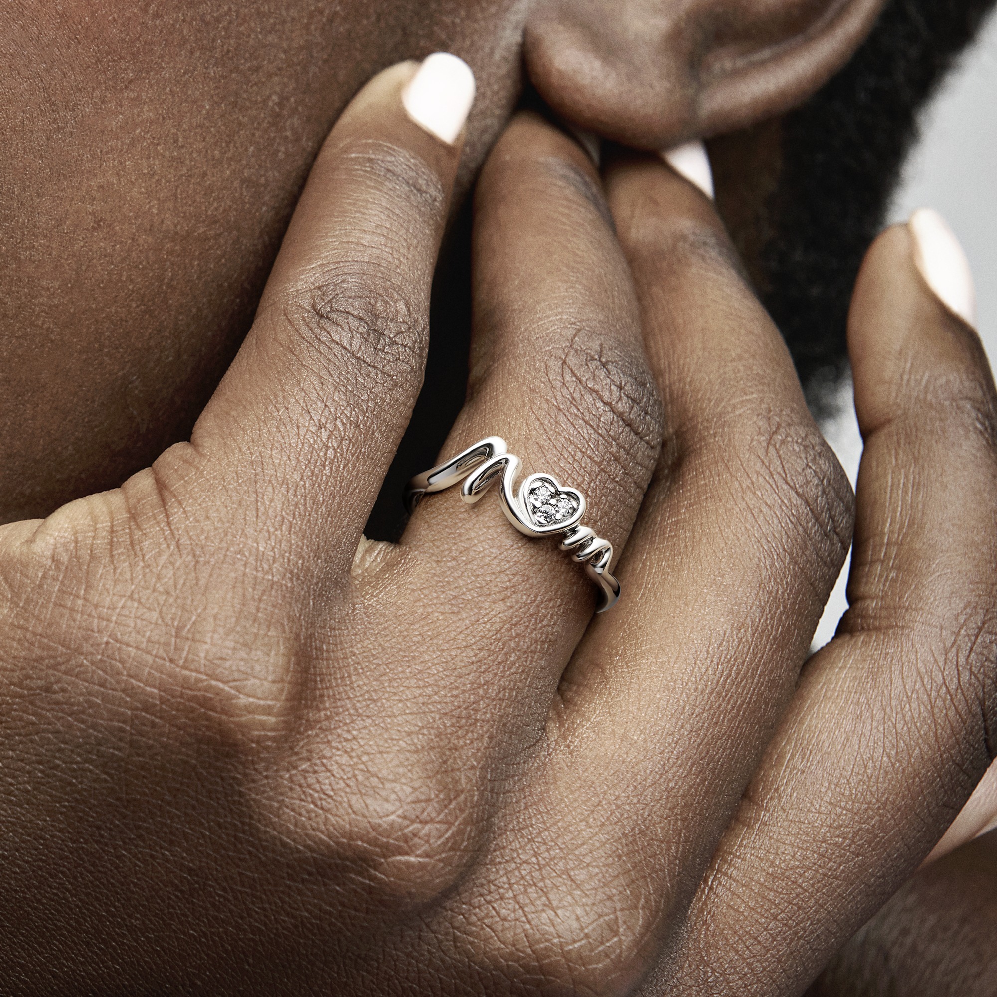 Mom sterling silver ring with clear cubic zirconia