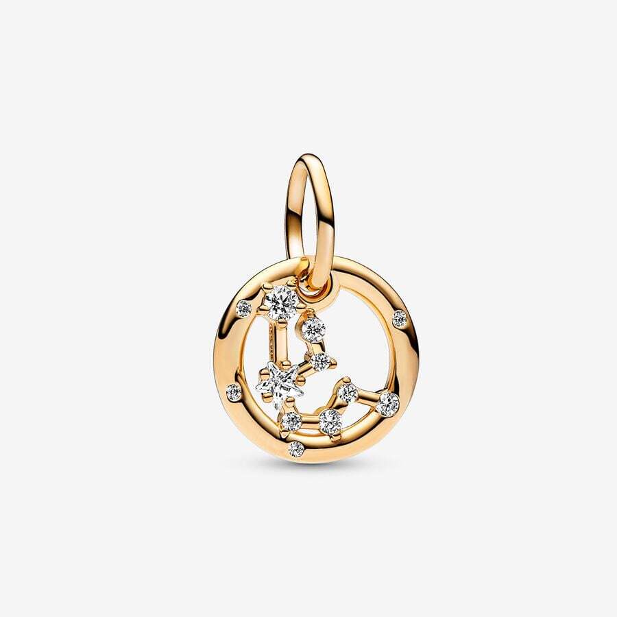 Aquarius zodiac 14k gold-plated dangle with clear 