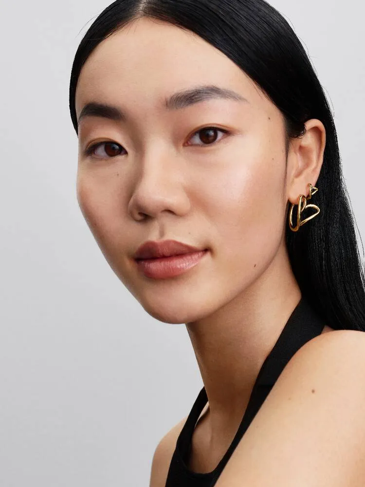 Heart 14k gold-plated hoop earrings/ 264359C00