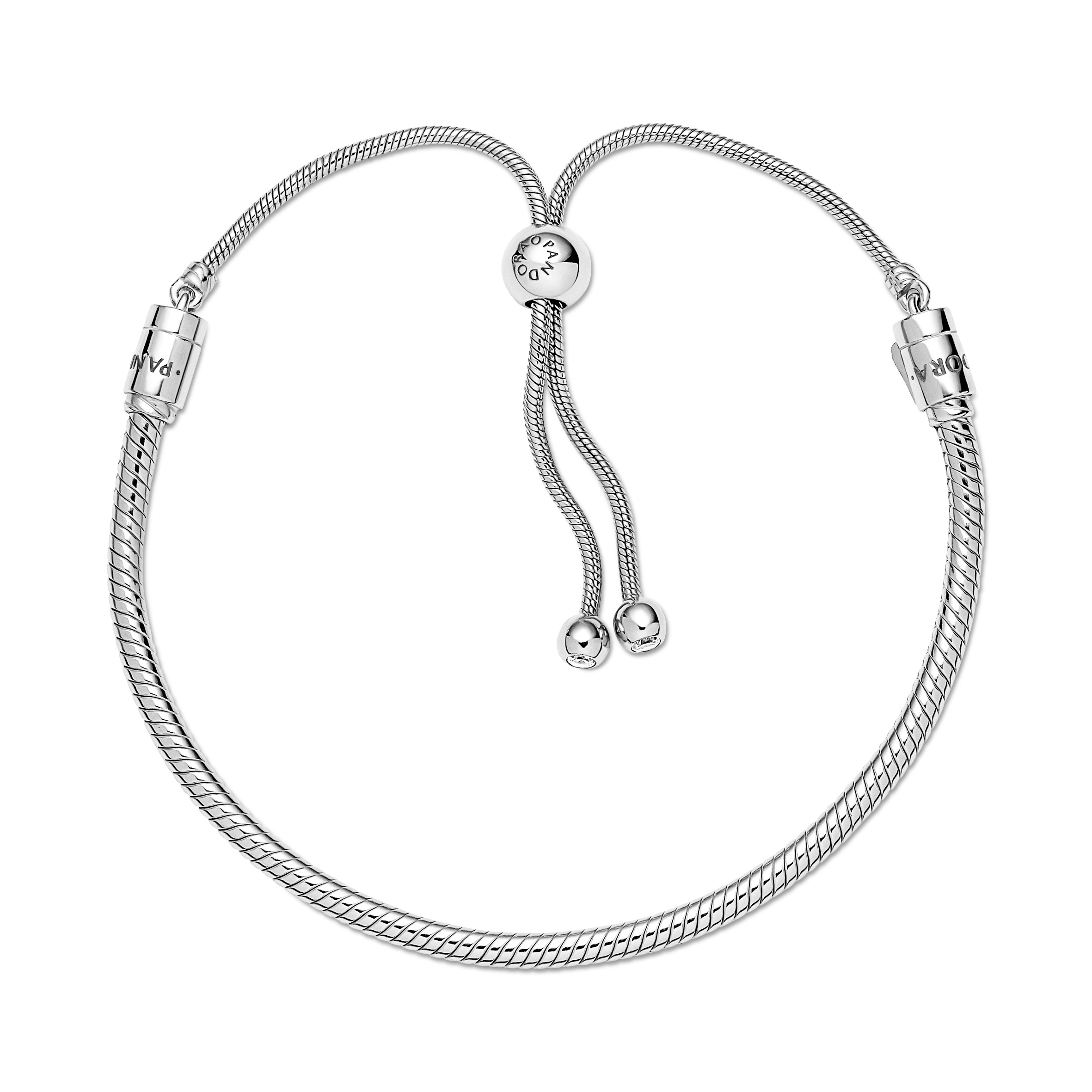 Snake chain sterling silver bracelet with clear cubic zirconia/ 599652C01-2