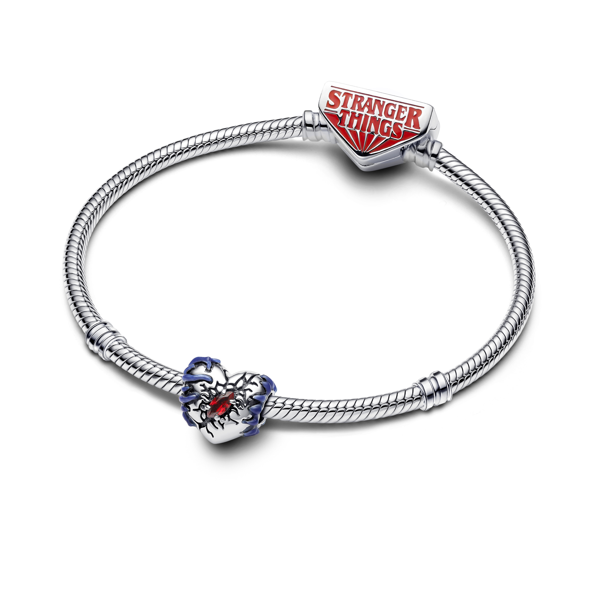 Stranger Things heart sterling silver charm with salsa red crystal and glow in the dark enamel/ 793565C01