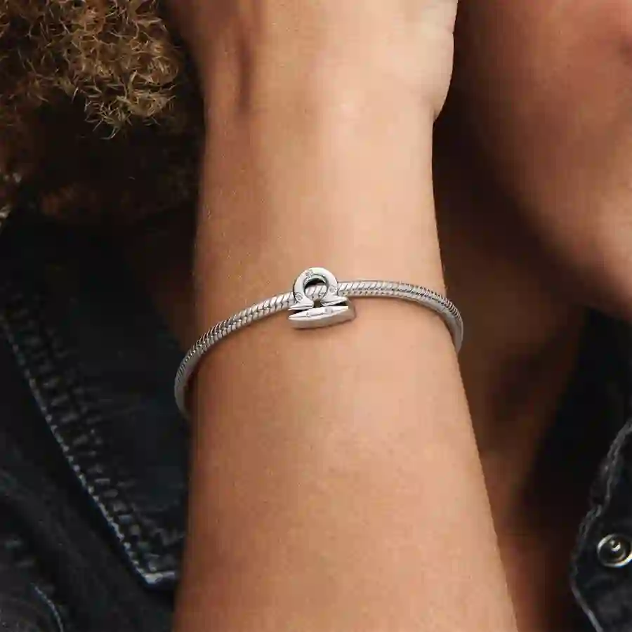 Libra sterling silver charm with clear cubic zirco