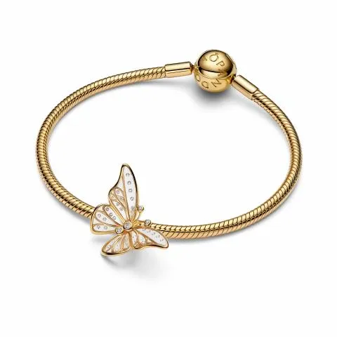 Butterfly 14k gold-plated charm with clear cubic zirconia and clear UV resin / 764487C01