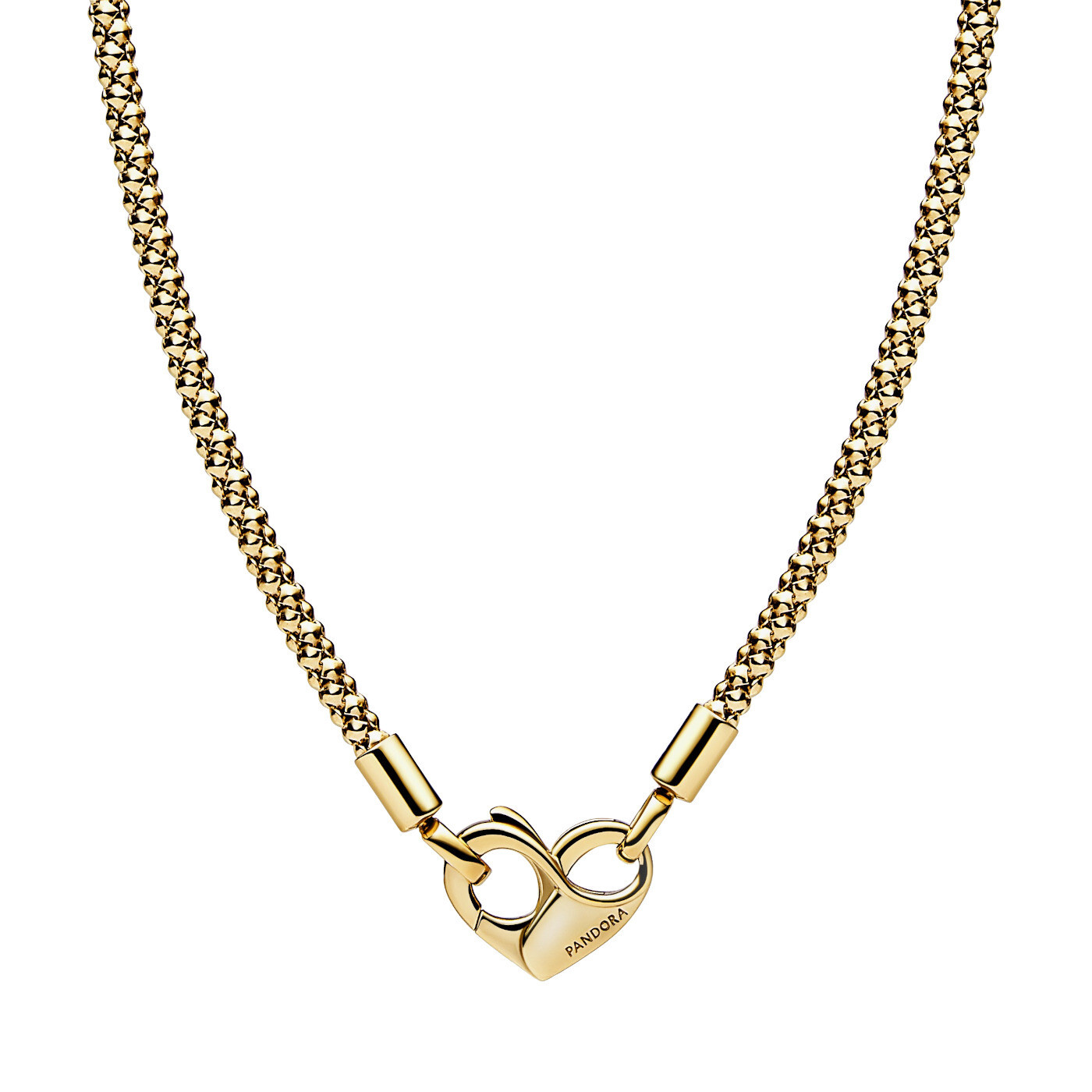 Studded chain 14k gold-plated necklace with heart 