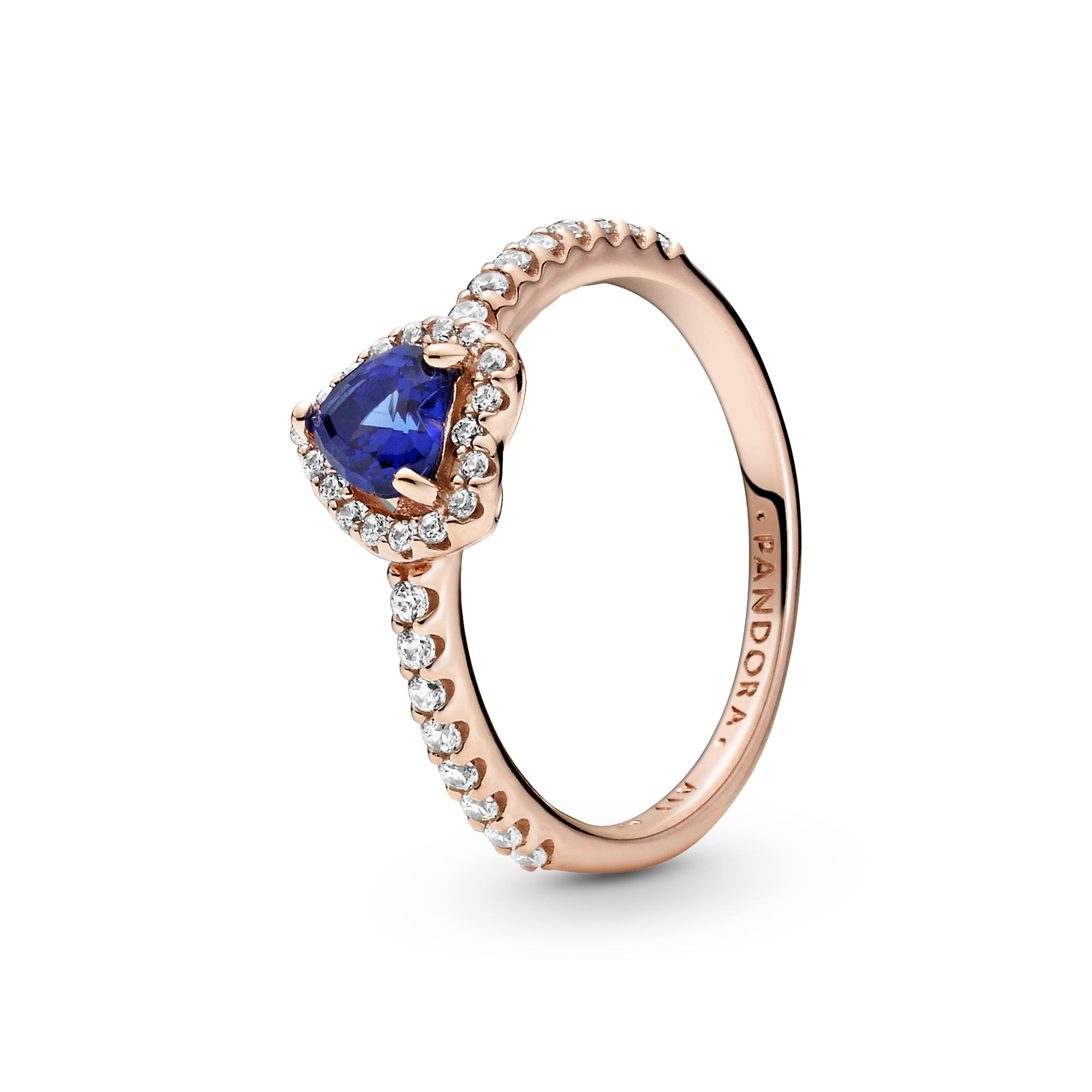 Heart Pandora Rose ring with clear cubic zirconia and twilight blue crystal /188421C01-56
