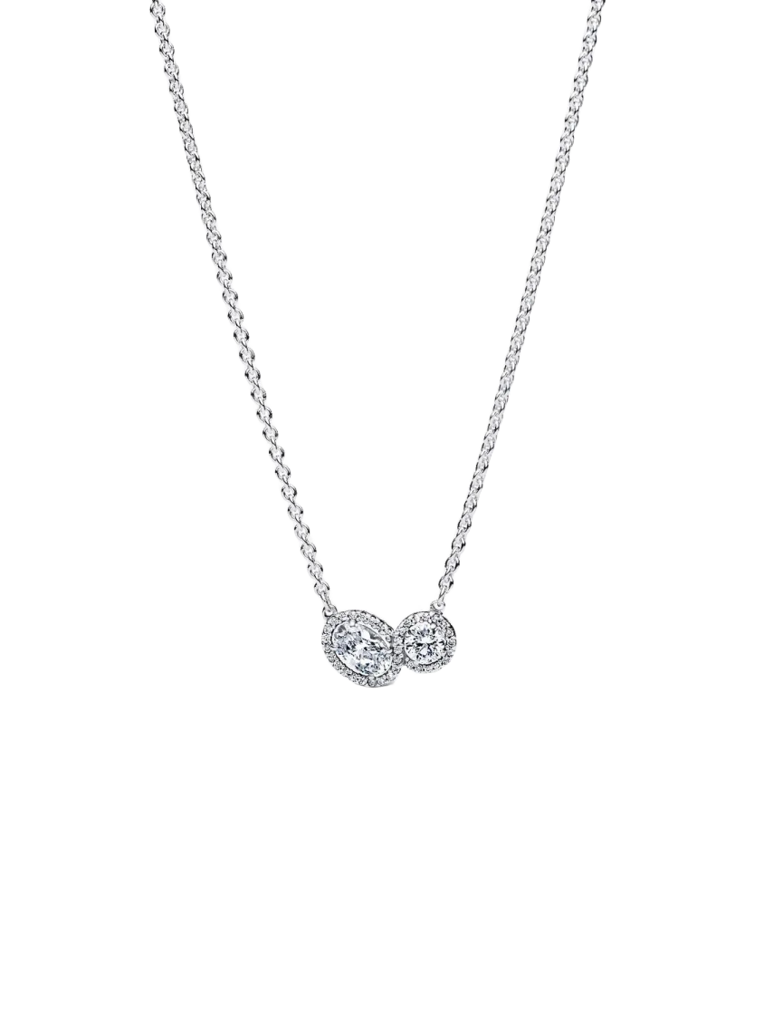 Sterling silver collier with clear cubic zirconia