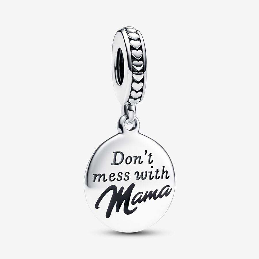Engravable sterling silver dangle with black ename
