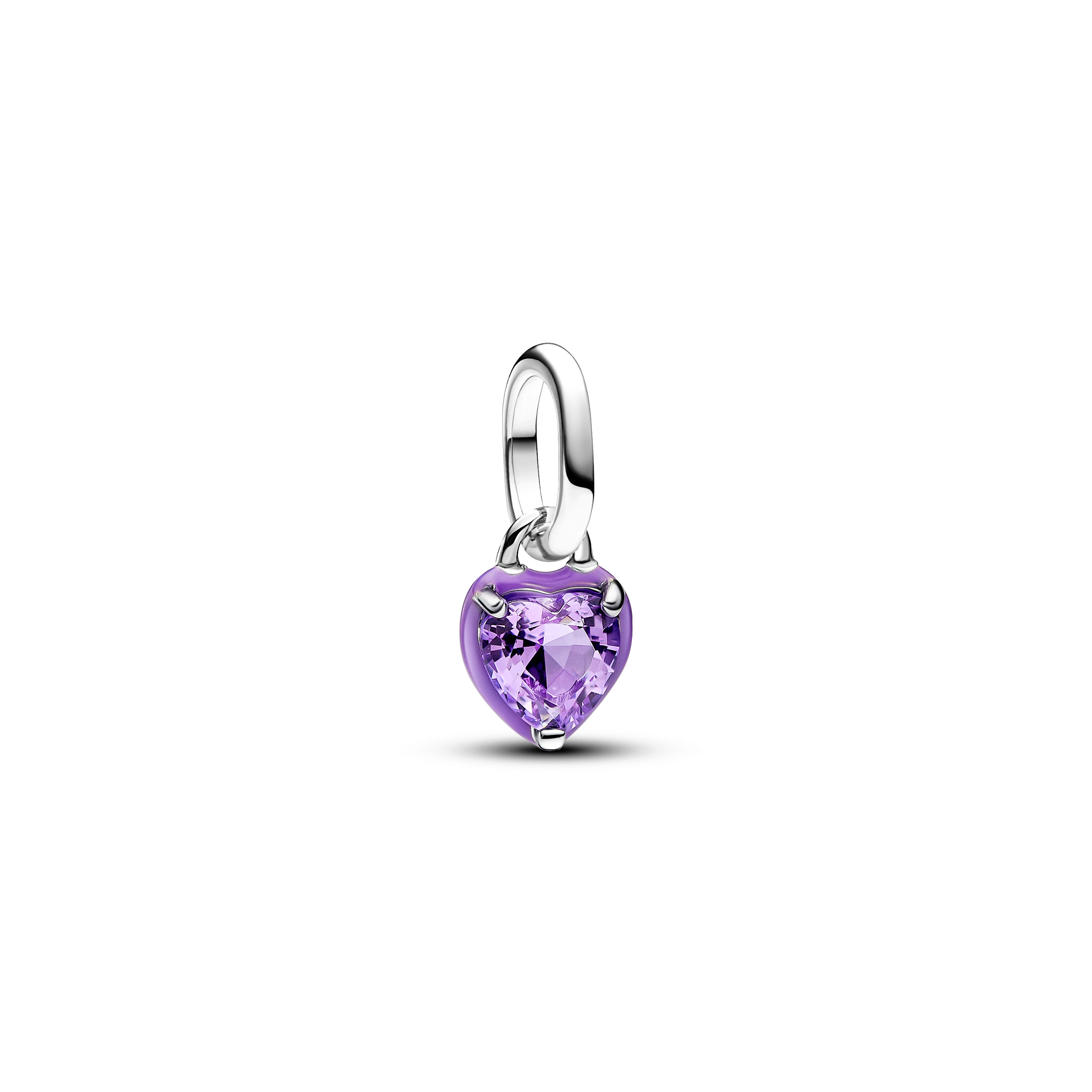 Heart sterling silver mini dangle with royal purple crystal and purple enamel