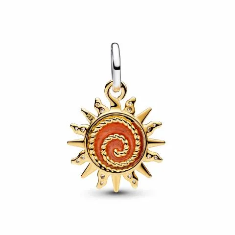 Sun sterling silver and 14k gold-plated dangle with clear cubic zirconia, white bioresin man-made mother of pearl, Murano glass and transpar/ 764703C01