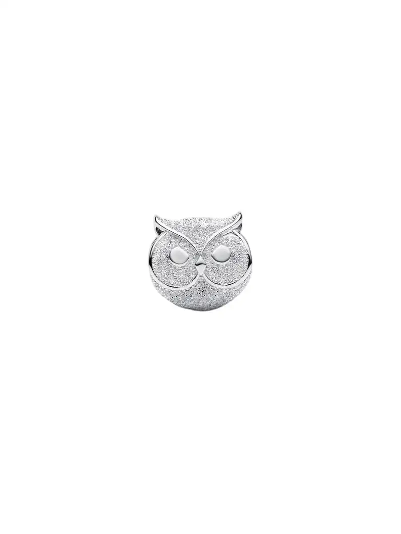 Textured owl sterling silver mini charm/ 794525C00