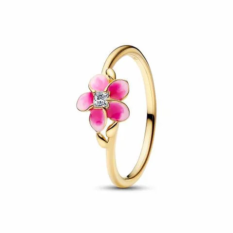 Disney Moana pink plumeria 14k gold-plated ring wi