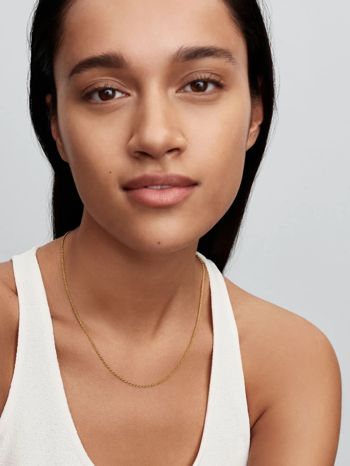 14k gold-plated rope chain necklace with sliding clasp/ 364687C00-70