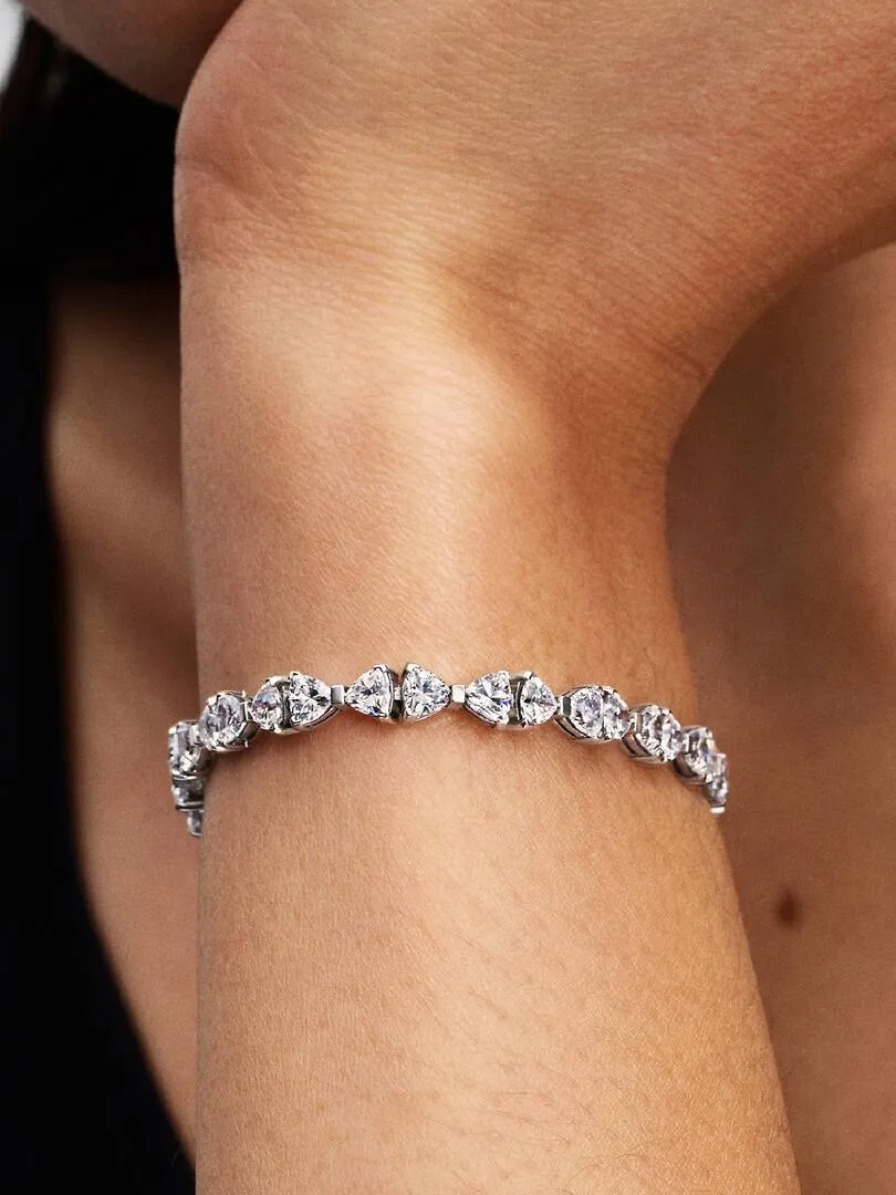 Bow sterling silver bracelet with clear cubic zirc
