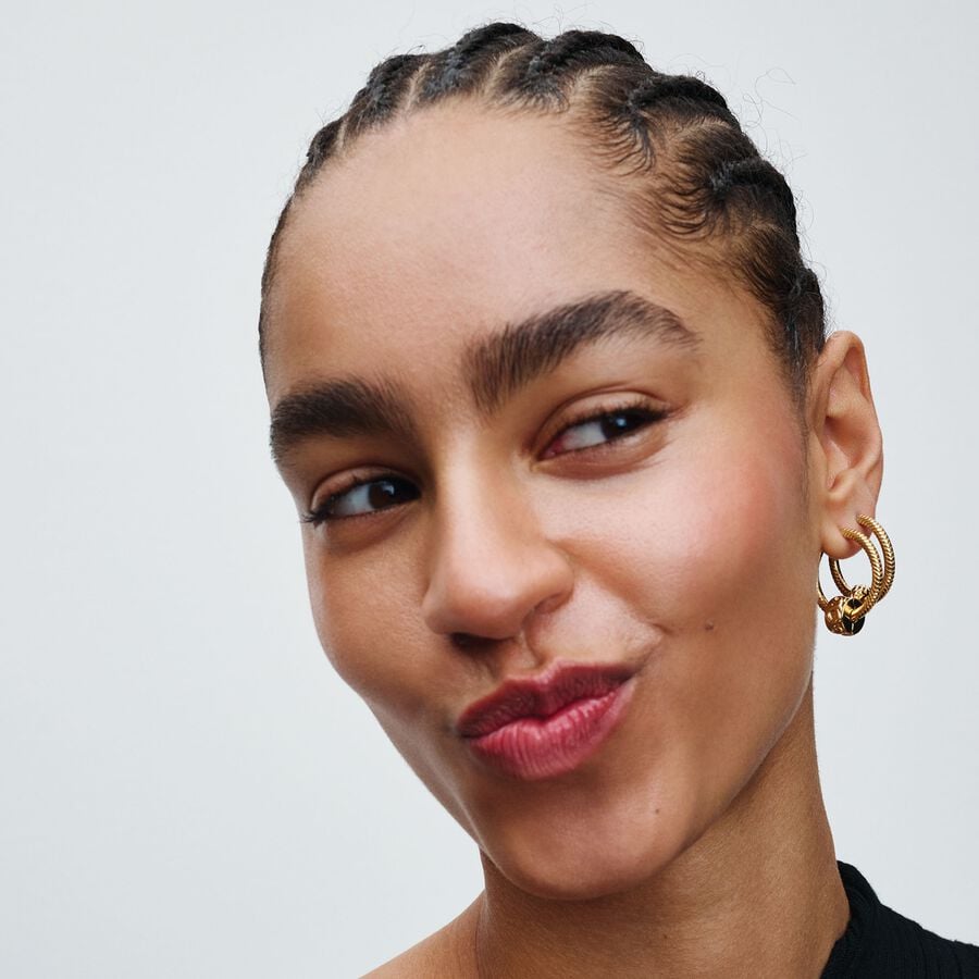 Knotted hearts 14k gold-plated clip/ 768035C00