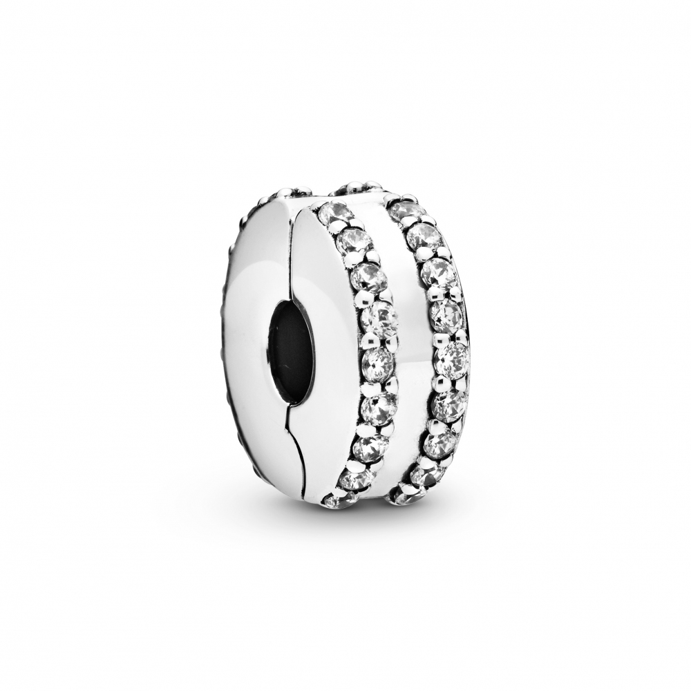 Sterling silver clip with clear cubic zirconia and
