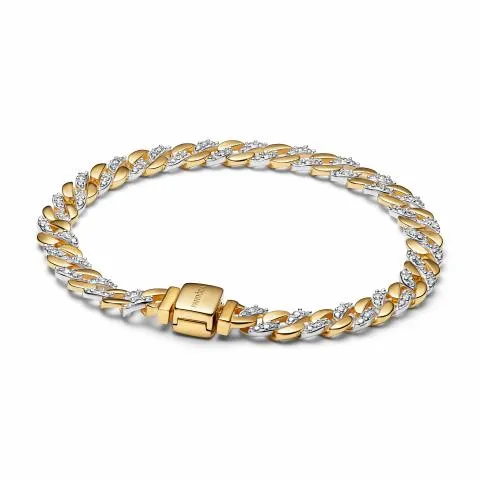 Cuban chain sterling silver and 14k gold-plated br