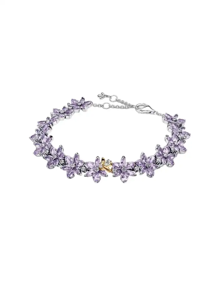 Herbarium and bee sterling silver and 14k gold-pla