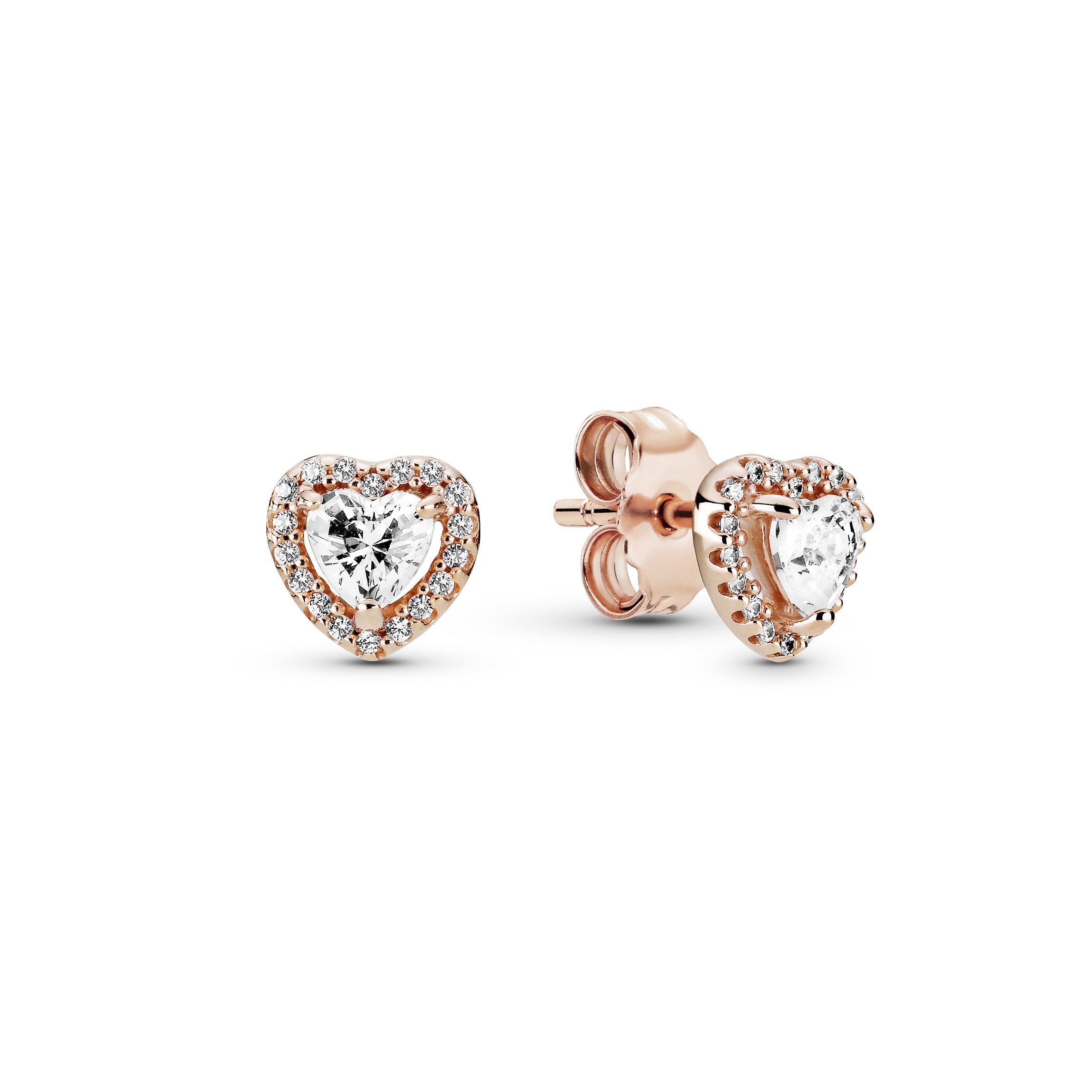 Heart 14k rose gold-plated stud earrings with clea