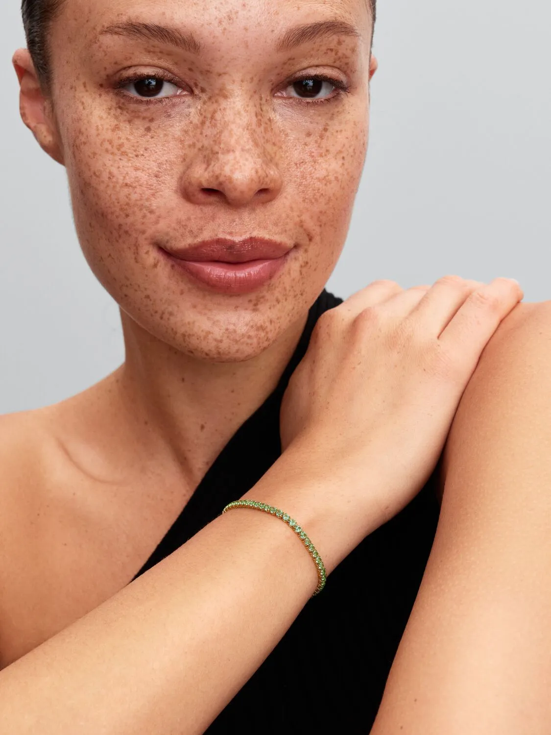 14k gold-plated bracelet with mint green crystal/ 561469C02-18