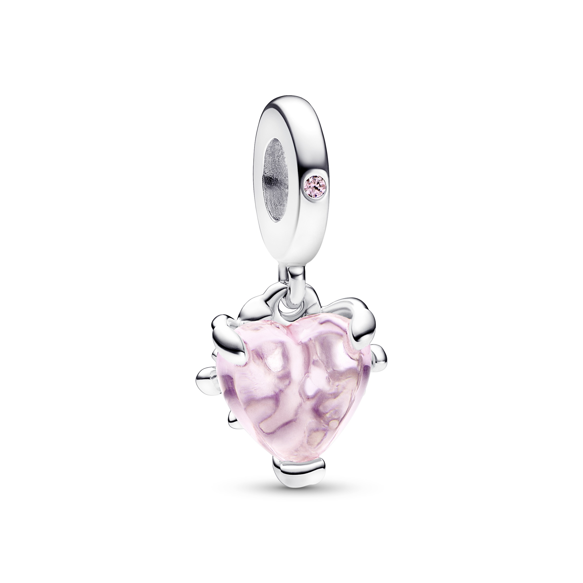 Family tree sterling silver dangle with fancy fairy tale pink cubic zirconia and rose shadow pink cr