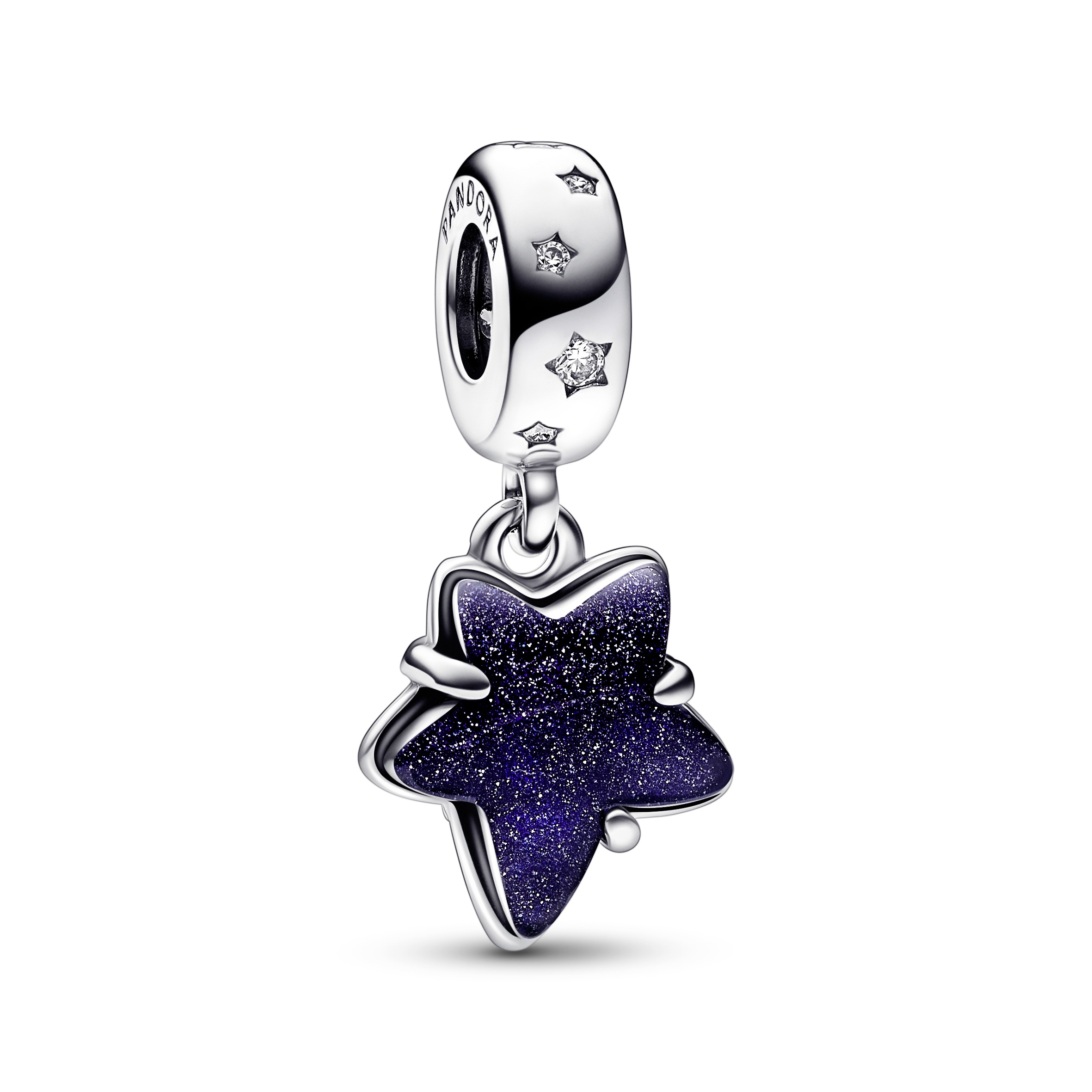Star sterling silver dangle with clear cubic zirco