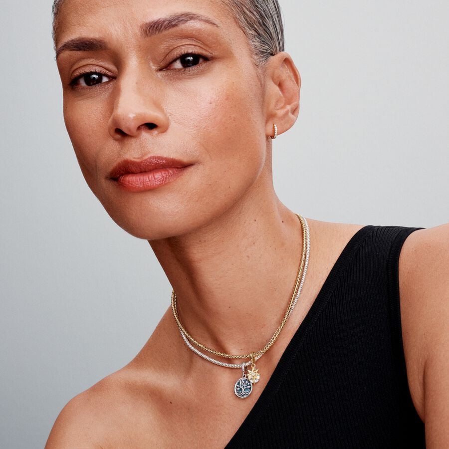 Engravable star sterling silver and 14k gold plated double dangle with 0.016 ct TW G-I VS2+ round brilliant lab-grown diamond/ 763588C01