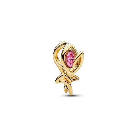 Tulip 14k gold-plated charm with fancy pink cubic 