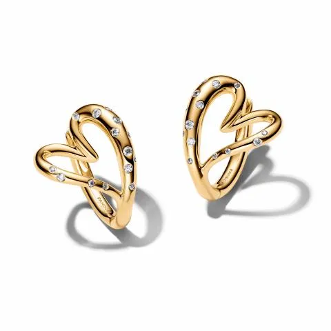 14k gold-plated hoop earrings with clear cubic zir