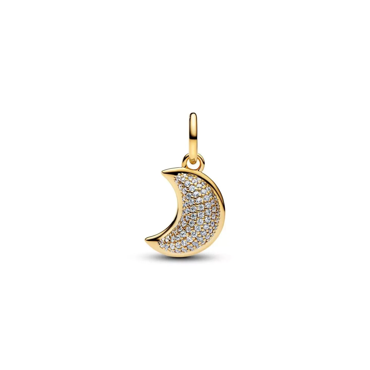 Moon 14k gold-plated dangle with clear cubic zirco