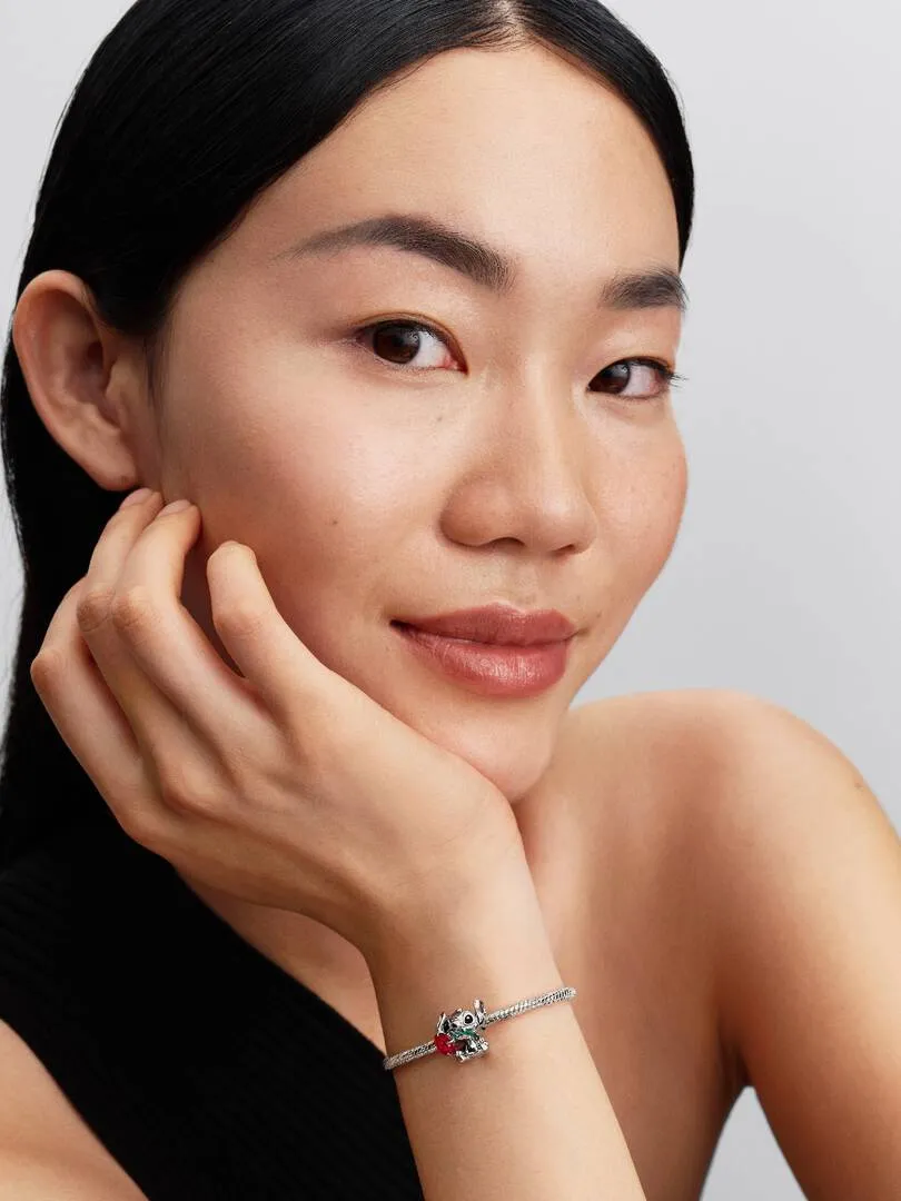 Disney Stitch sterling silver charm with red Murano glass, black and green enamel/ 794378C01