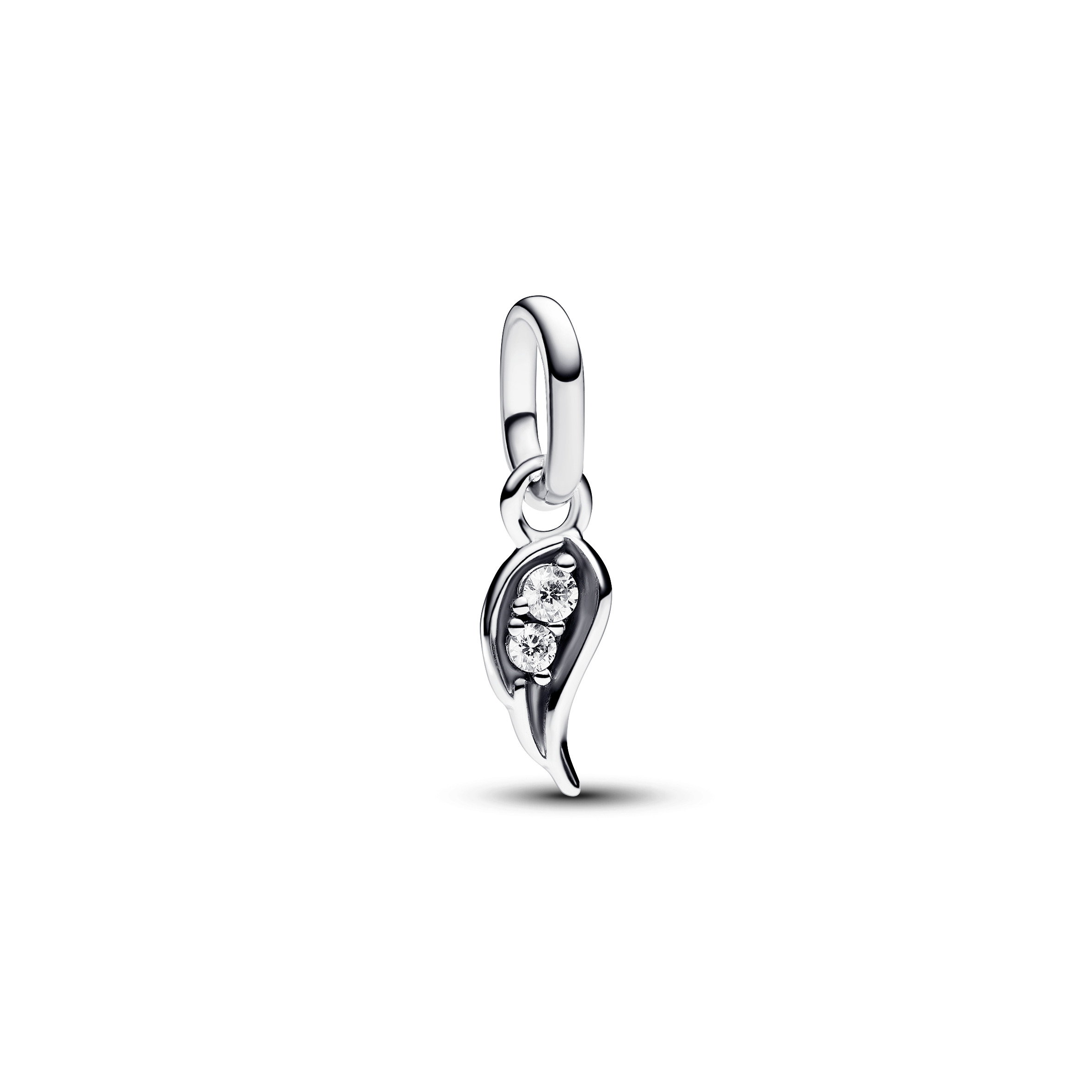 Angel wing sterling silver mini dangle with clear cubic zirconia