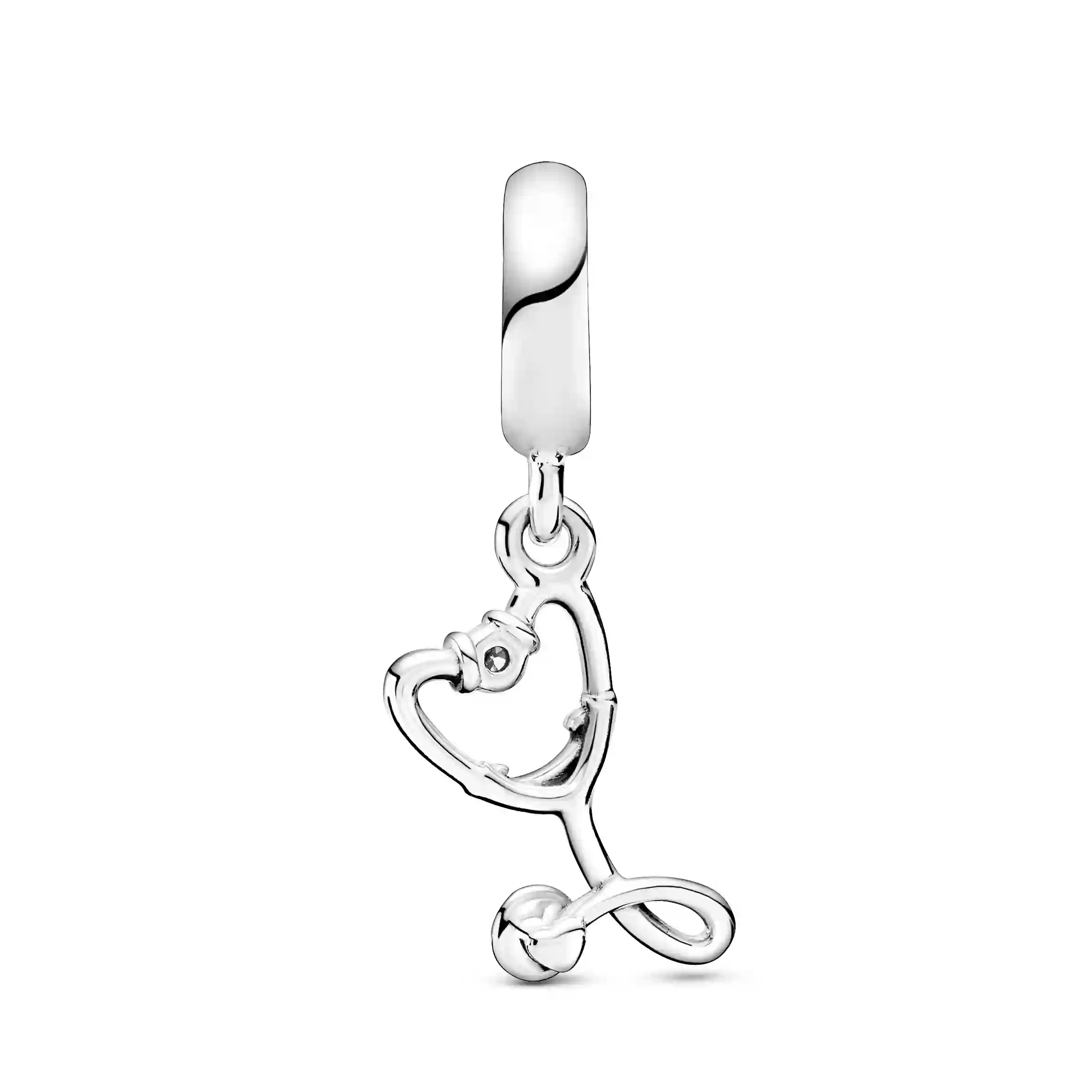 Stethoscope sterling silver dangle with clear cubi