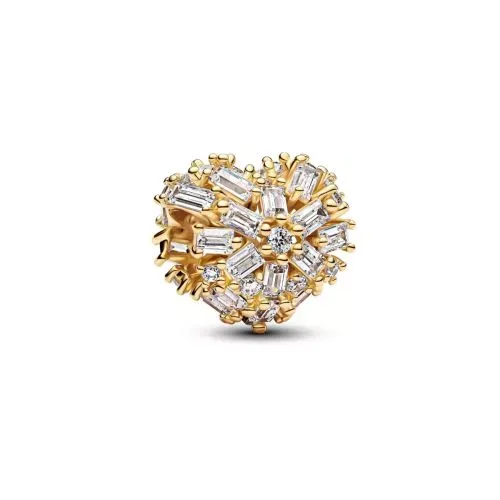 Heart 14k gold-plated charm with clear cubic zirco