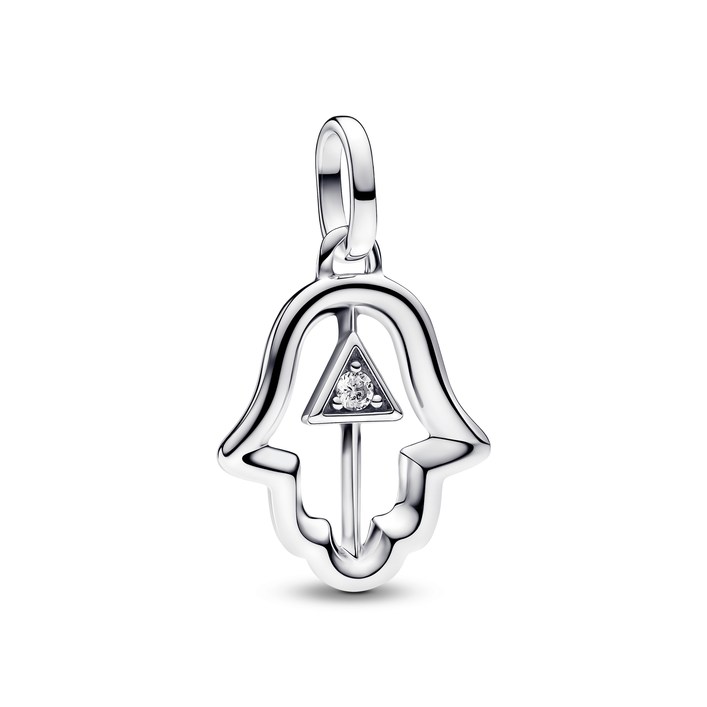 Hamsa hand sterling silver medallion with clear cu