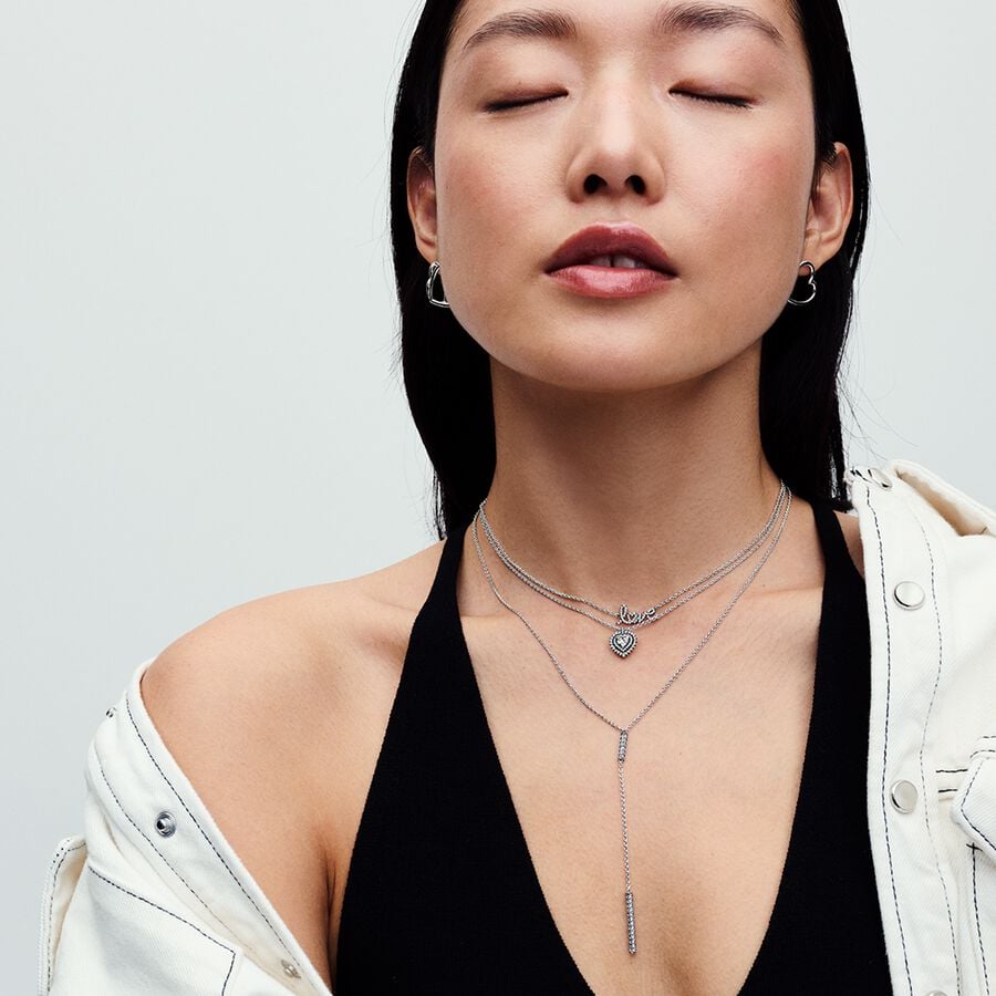 Love sterling silver collier with clear cubic zirconia/ 393076C01-45