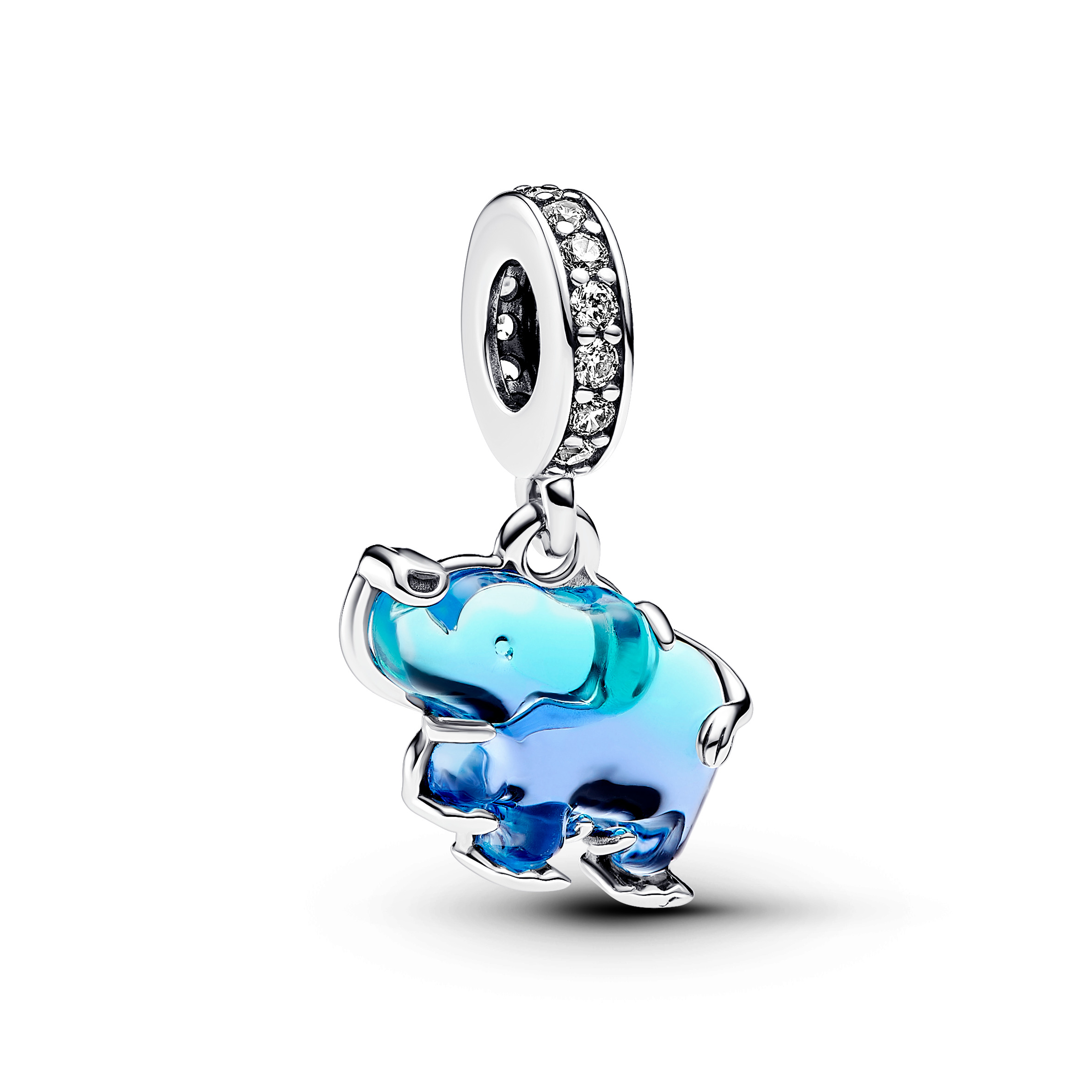 Elephant sterling silver dangle with clear cubic z