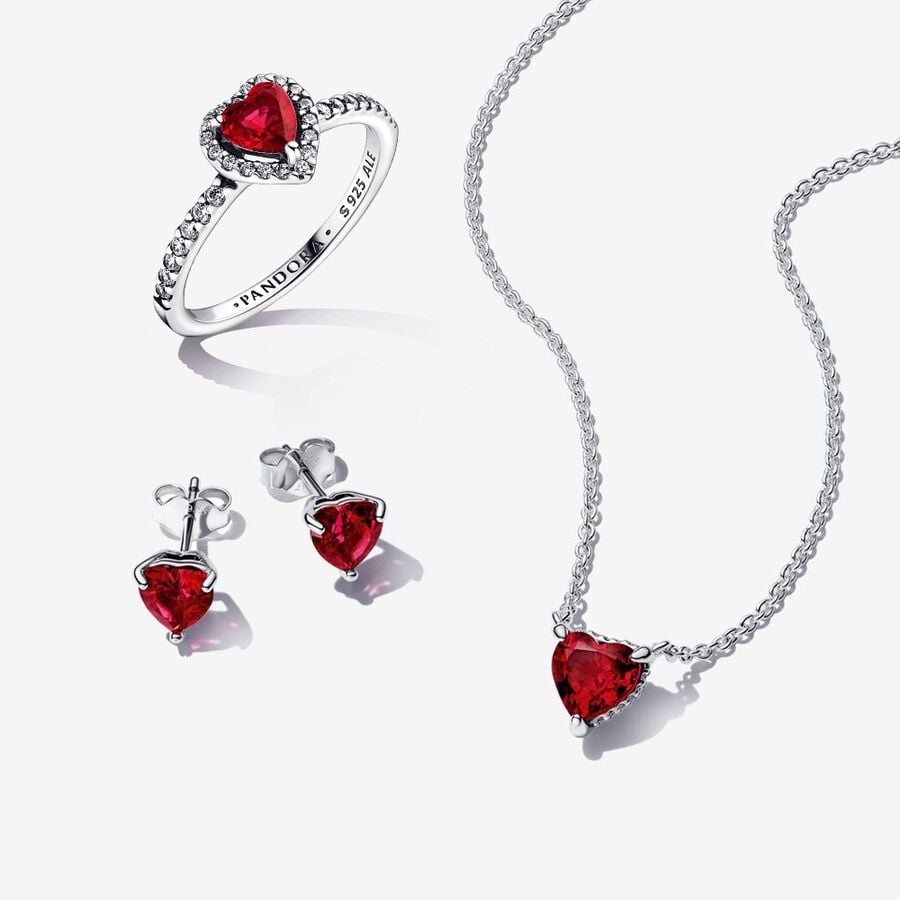 Sparkling Red Heart Ring Set 2