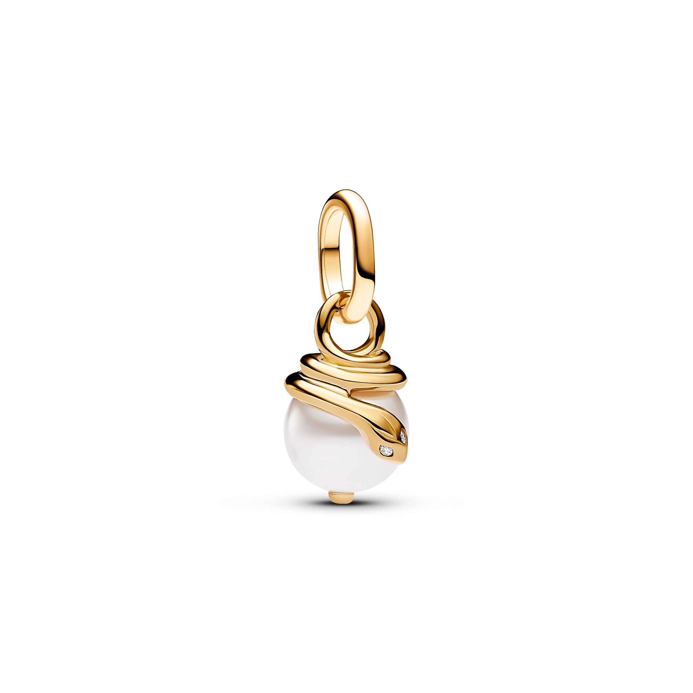 Snake 14k gold-plated mini dangle with white lacqu